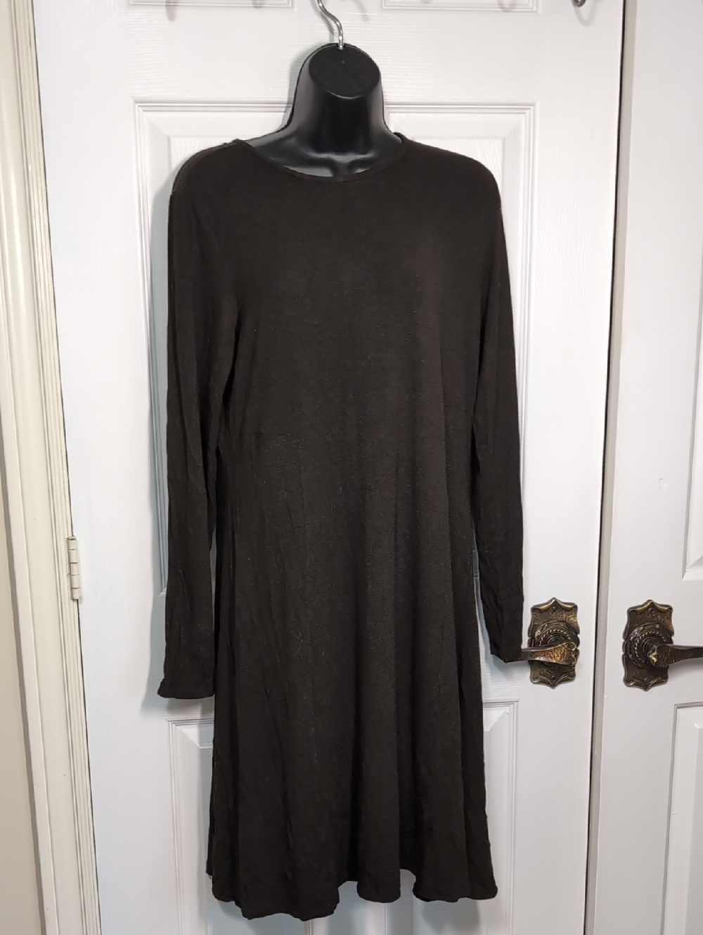Eileen Fisher Black Long-Sleeve A-Line Dress Size Medium